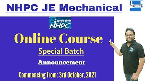 NHPC JE Mechanical Engineering Best Online course & Test Series  by Nishikant Sir||