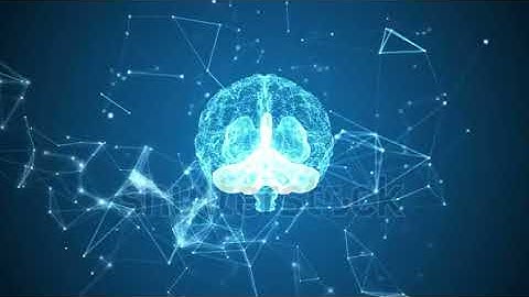 human brain being formed by revolving particles plexus structure evolving around blue