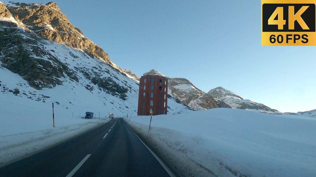 Driving from Surses to St Moritz (Julierpass) / Switzerland / 01.2022 / 4k 60fps