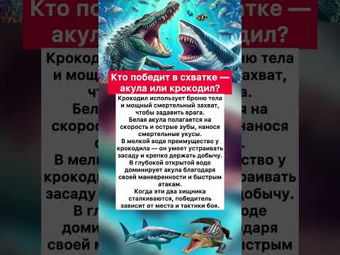 🐊 🦈 Кто победит в схватке — акула или крокодил? #хочуфакты #интересное #факты