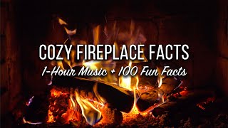 Holiday Fireplace Facts | 1 Hour Relaxing Yule Log w/ Jazz Music and 100 Facts