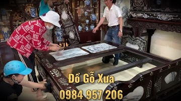 Giường Khảm Ốc Tàu Cổ Xưa - Tủ Chè Khảm Ốc Đẹp - Bàn Ghế Đẹp Cổ Xưa - Nội Thất Nhà Gỗ - Tủ Bày Rượu