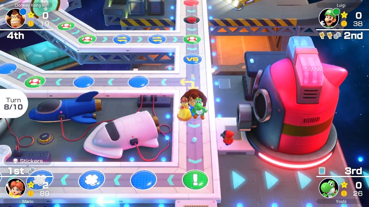 Mario Party Superstars #1083 Space Land Daisy vs Yoshi vs Luigi vs Donkey Kong