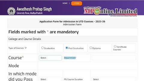 aps university utd admission form apply process | apsu rewa admission form apply process 2025-26