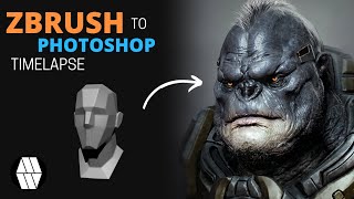 ZBrush to Photoshop Timelapse -'Halo Creature Bust' Concept