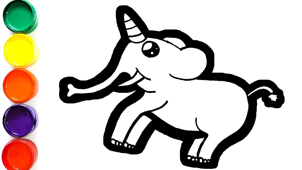 Drawing Unicorn elephant with coloring - coloring page for todddlers