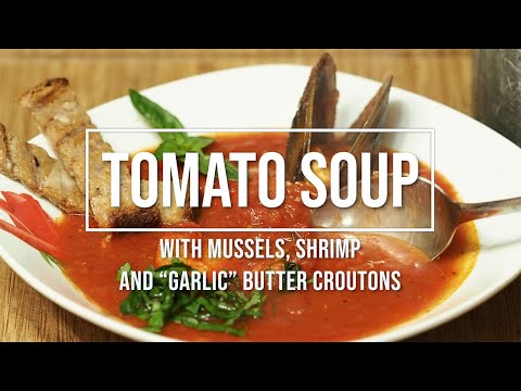 Vídeo: Sopa Cremosa Com Frutos Do Mar, Tomates E Croutons De Parmesão