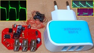 Deadly 3USB Charger (test, teardown, schematic, oscilloscope measurements)