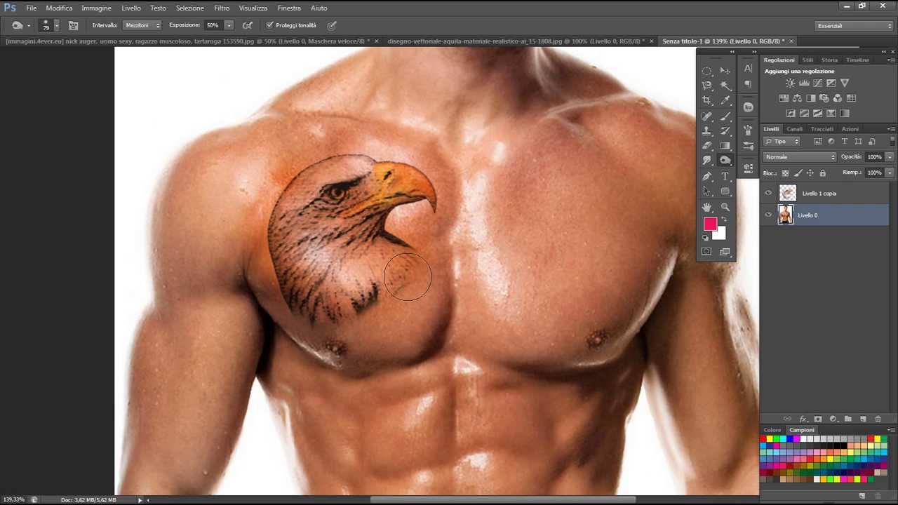 tutorial photoshop cs6: effetto tattoo aquila su petto ...