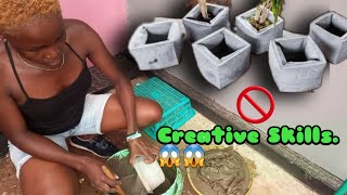 YOUTUBE vs REALITY /Cement Craft Ideas For Flower Vase / Backyard Decoration Part 1