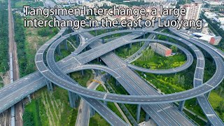 Aerial China：Tangsimen Interchange, a large interchange in the east of Luoyang洛陽東部一座大型互通立交---唐寺門立交