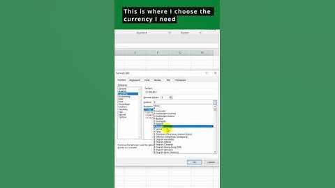 How to add a currency to an excel spreadsheet?