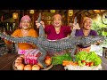 Cooking crocodile recipes stew soup and grilled crocodile meat delicious food