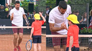 Junior Player's Reaction When Djokovic Interrupts His Training and Challenges Him to Play a Match