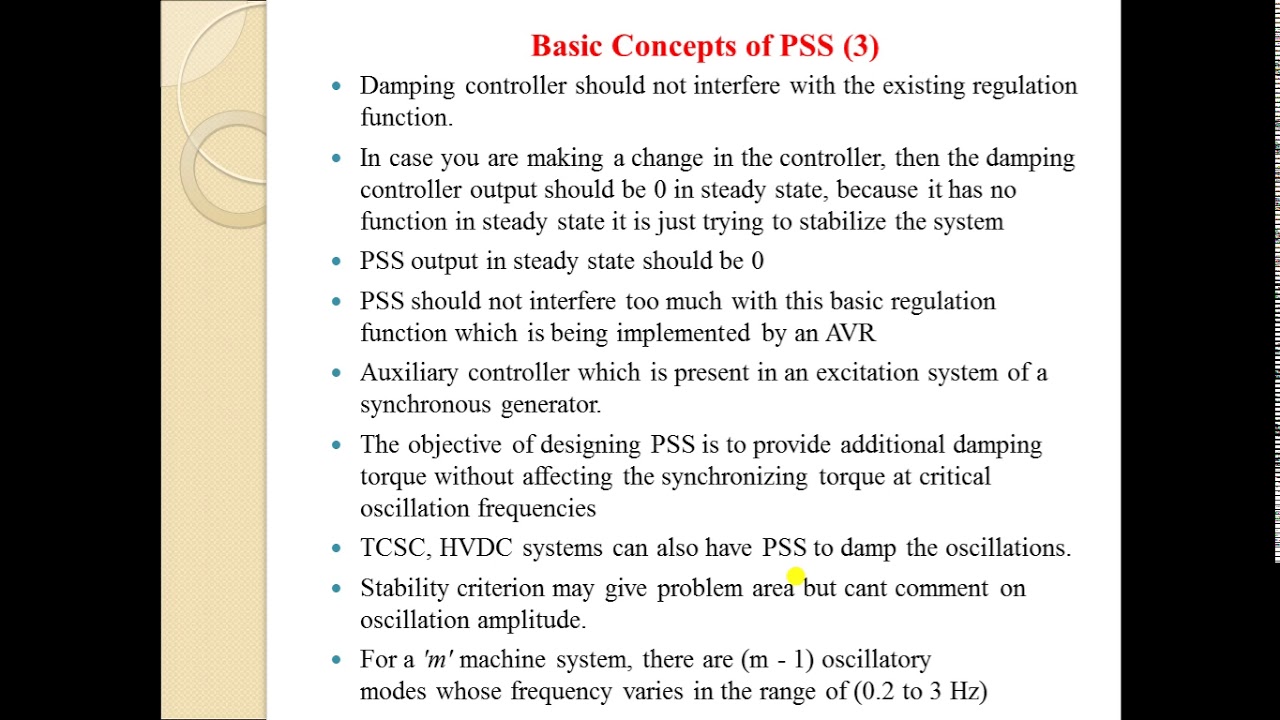 Power System Stabilizers (PSS) Part 1 YouTube