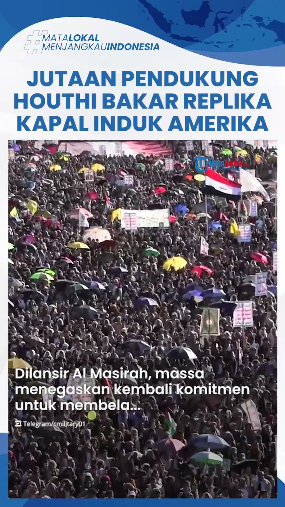 Bela Hamas yang Diancam Trump, Jutaan Pendukung Houthi Demo di Yaman Bakar Miniatur Kapal Induk AS