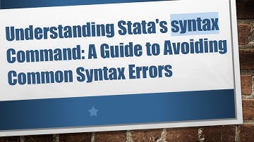 Understanding Stata