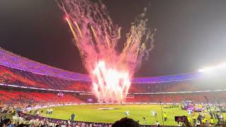 PM Narendra Modi presenting World Cup trophy to Australia team followed by firework #iccworldcup2023