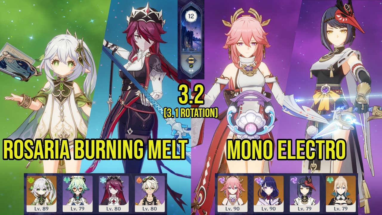 Genshin Impact Für Ein Morgen Ohne Tränen (F2P) C3 ROSARIA C0 NAHIDA Burning Melt & MONO ELECTRO | 3.2 Spiral