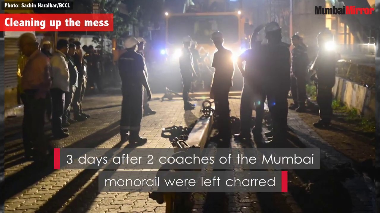Exclusive: Charred coaches of Mumbai monorail towed away from Mysore Colony station