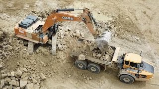 Работа экскаватора CASE CX800B в карьере - Drone video