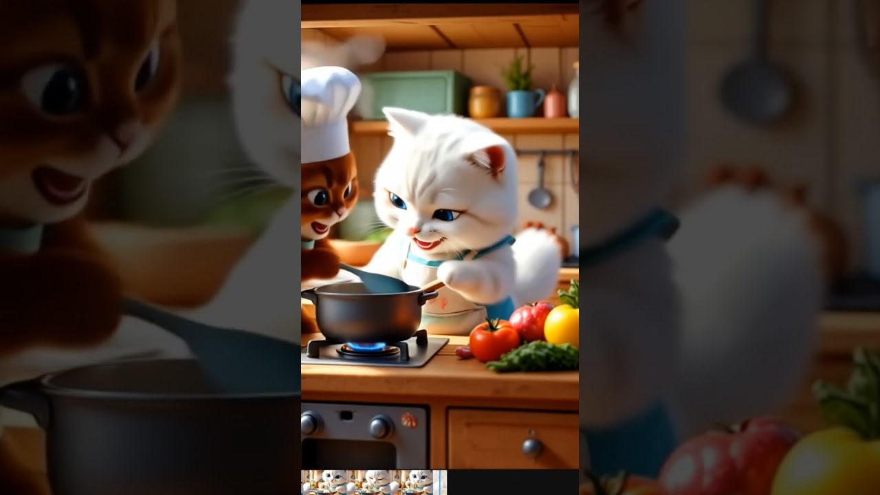 🐱👩‍🍳 “Double Trouble in the Kitchen: Two Cats Cooking!”