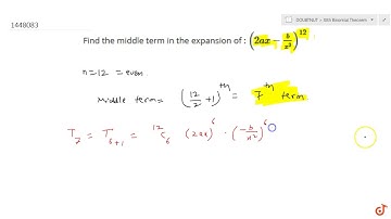 Find the middle term in the expansion of :  ltmath gt  ltmrow gt  ltmsup gt  ltmrow gt  ltmrow