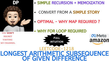 Longest Arithmetic Subsequence of Given Difference | Recur + Memo | Optimal | META | Leetcode-1218