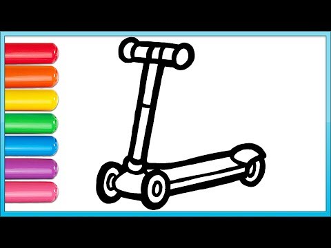 Glitter Toy Scooter Drawing | Coloring Videos, Boyama Videoları, Väritys Video, Tegne Videoer