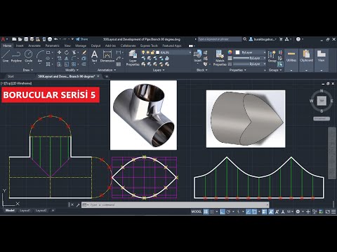 t boru bağlantı hesabı | yaka sacı ve silinidirik açınımı | Autocad Çizimi | DN500