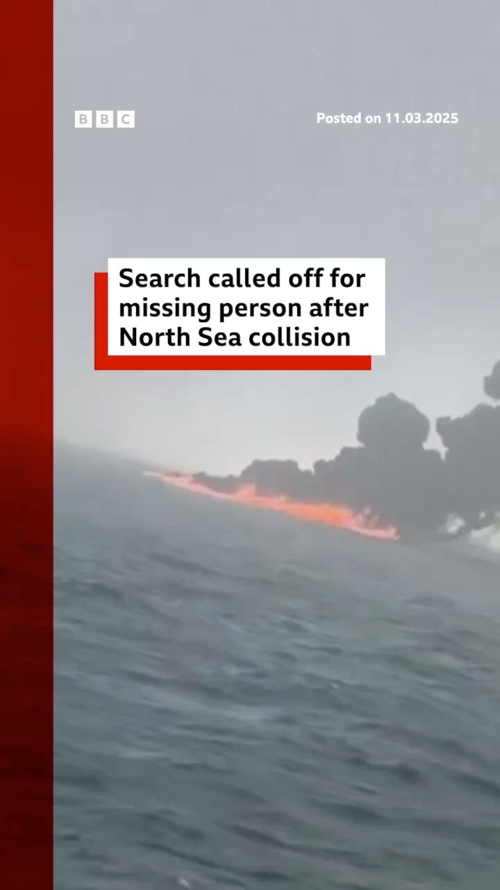 Search called off for missing crew member after North Sea collision. #NorthSea #BBCNews
