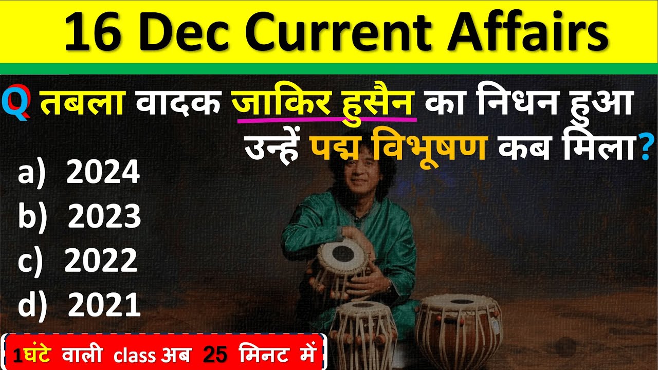 16 December Current Affairs 2024 Daily Current Affairs Current Affair ...
