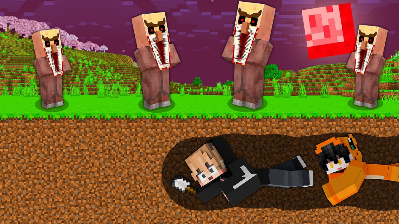 KITA BERTAHAN DARI SERANGAN VILLAGER TERKUTUK YANG MENYERAMKAN DI MINECRAFT!!