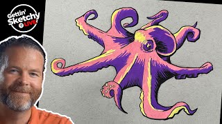 Drawing an Octopus with Posca Markers - 4 Values - Gettin&#39; Sketchy Live