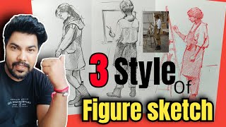 3 Style Of Figure Sketch How To Draw Figure Sketch Step By Step Figure Drawing Tutorial