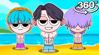 360 SPRUNKI SAJA BOYS On The Beach React | Kpop Demon Hunters