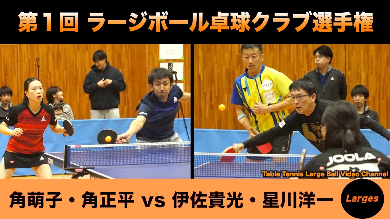 【ラージボール】角萌子・角正平vs伊佐貴光・星川洋一　第１回 ラージボールクラブ選手権【卓球動画】Table Tennis Large Ball Videos