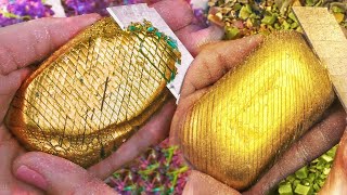 ASMR cutting soap  Golden soap  Cutting soap cubes  Compilation