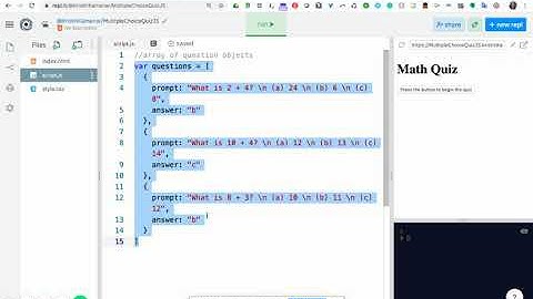 Web 2 Simple Multiple Choice Quiz with JS