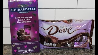 Ghirardelli Dark Chocolate Lava Cake Duet Hearts & Dove Dark Chocolate Ganache Review