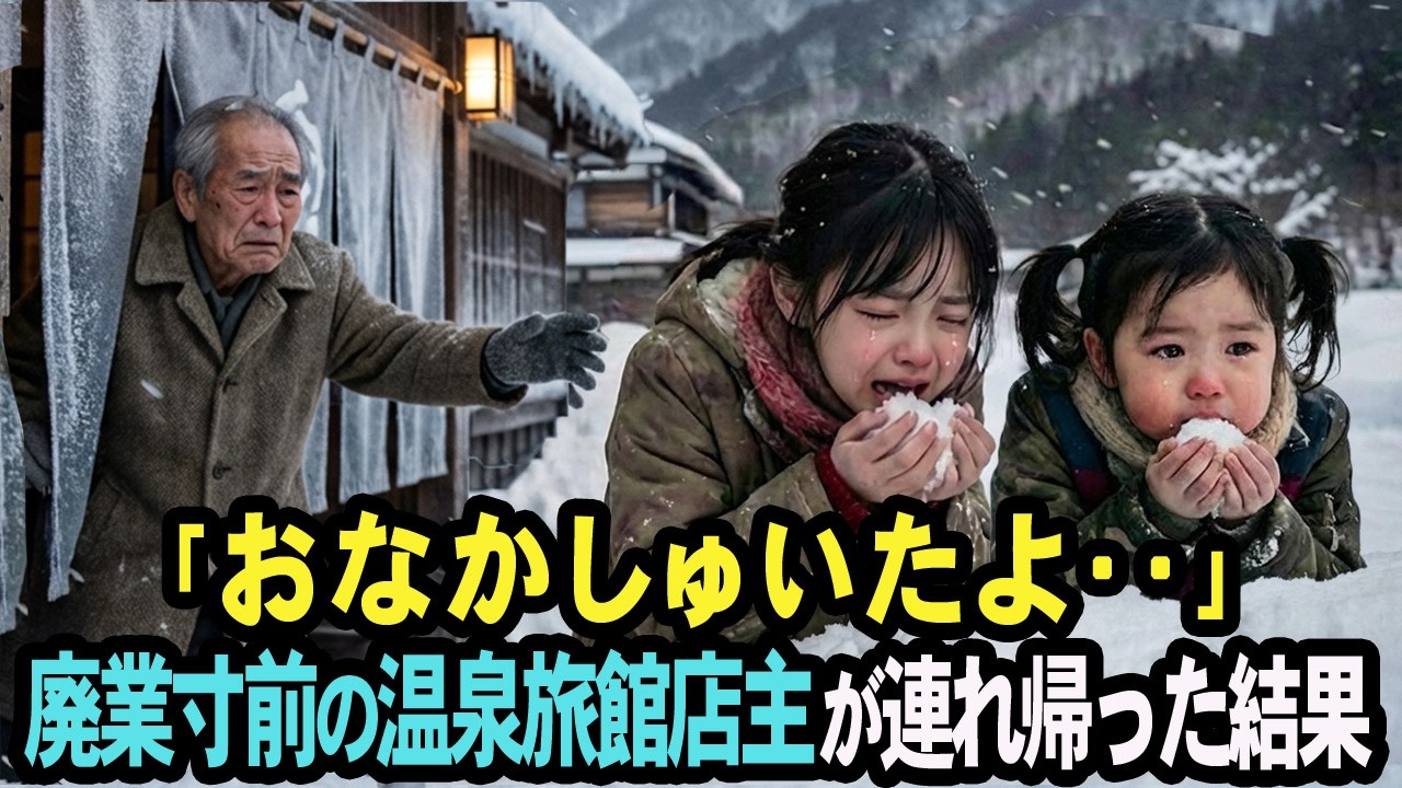 極寒の夜、雪を食べて飢えをしのぐボロボロの姉妹  → 廃業寸前の旅館店主が保護した結果　【感動する話】