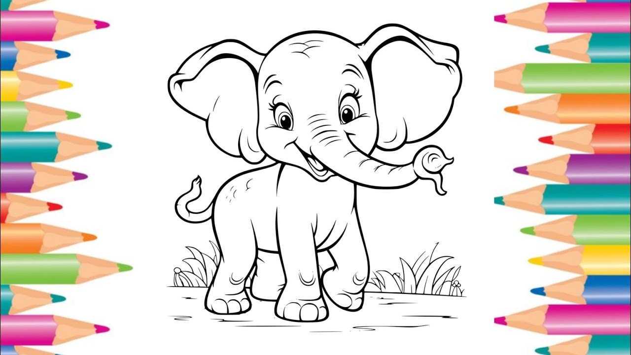 how to draw elephant 🐘🐘 how's to colour elephant 🐘 kid's painting 🎨🖌️ ...