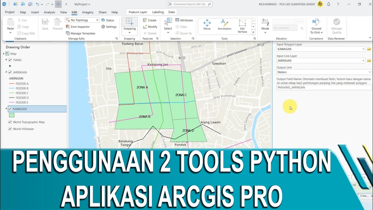 Penggunaan 2 Tools Script Python | ArcGIS Pro | Line & Polygon | - YouTube