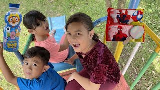 BOCIL LUCU JAJAN MAKANAN PORORO 😅 Main Perosotan Ditaman | Salsa and family