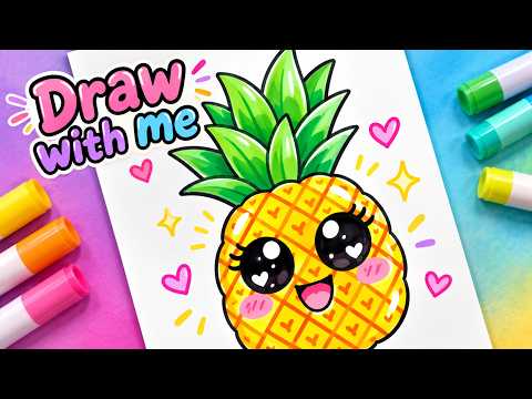 How to Draw & Color a Cute Pineapple 🍍 Easy Step-by-Step Drawing