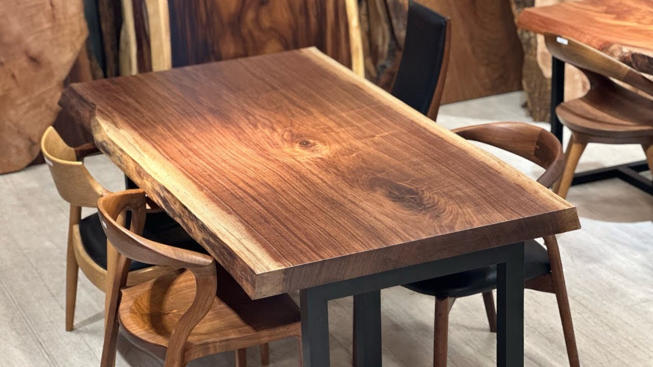 ウォールナット 一枚板 1650×830-850×63 261023 - YouTube