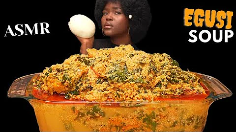 ASMR FUFU (POUNDO) & EGUSI SOUP MUKBANG (No talking) Nigerian food |Eating Sounds| Vikky ASMR