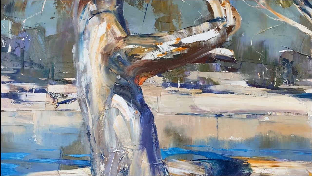 IMPASTO - OIL PAINTING / Majestic River Red Gums // en plein air / Studio touch-ups / palette Knife