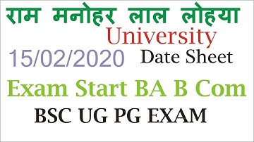 RMLAU Exam Scheme 2020 PDF Dr Avadh University BA BSc BCom MA MSc Exam  Time Table