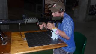 Using the infantry weapon training simulators at the RAC Museum at Bovington, UK.